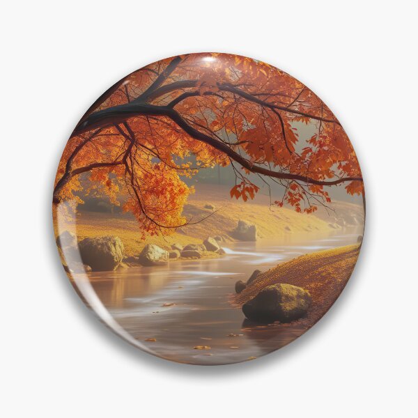 Artikelvorschau, Autumn forest river landscape scenic orange foliage glow photo entworfen und verkauft von Snap2Art.