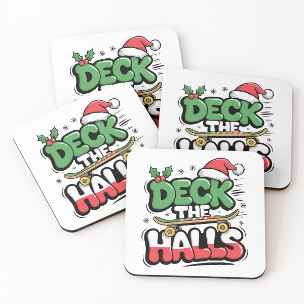 Item preview, Deck the Halls Skateboard Christmas designed and sold by MonkiFlipp.