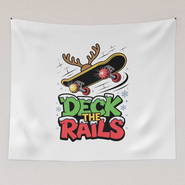 Artikelvorschau, Deck the Rails Skateboard-Weihnachten entworfen und verkauft von MonkiFlipp.