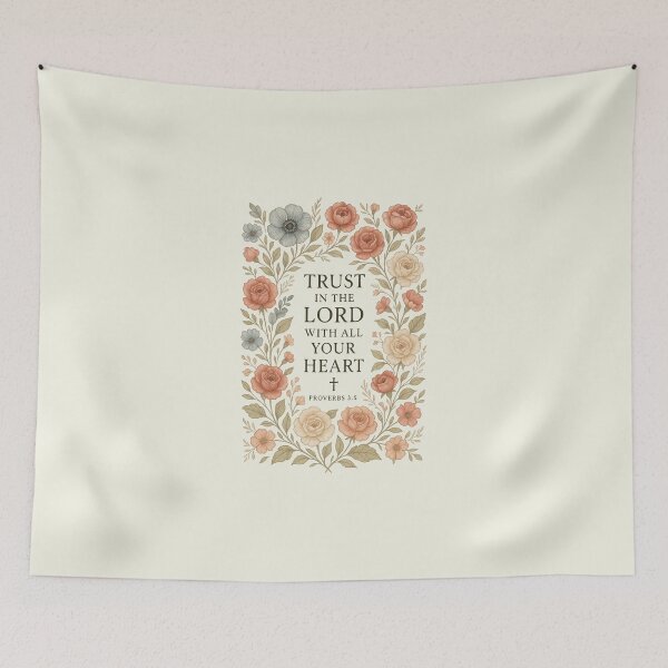 Item preview, Trust In The Lord With All Your Heart - Proverbs 3:5, Bible Verse Floral Graphic designed and sold by misslouve23.