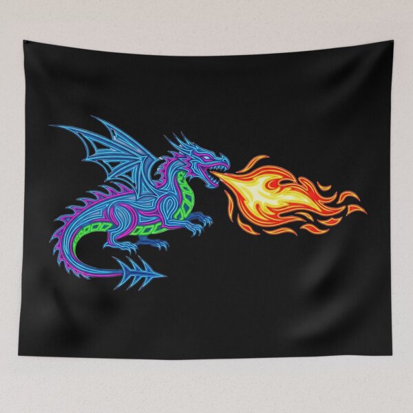 Item preview, Neon Dragon Breathing Fire  designed and sold by Design_Your_Day.