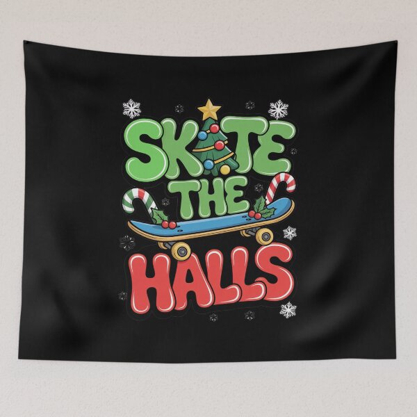 Item preview, Skate the Halls Funny Christmas Skateboard designed and sold by MonkiFlipp.