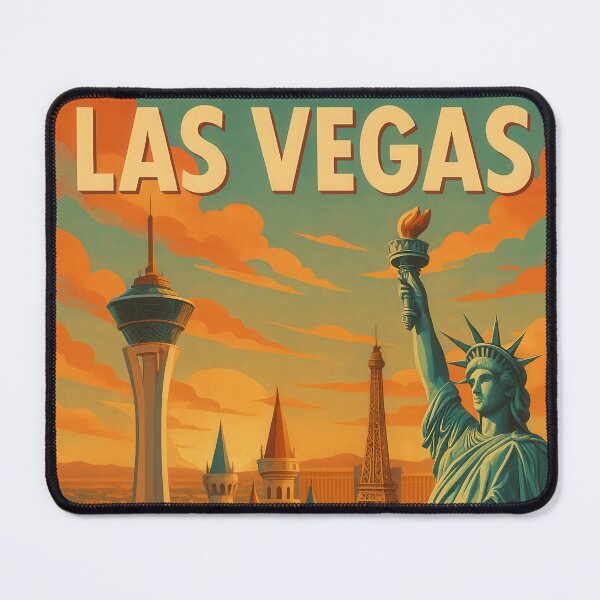 Item preview, URBAN RETRO DREAMS - Las Vegas skyline in vintage travel style designed and sold by Earth Celebration Designs.