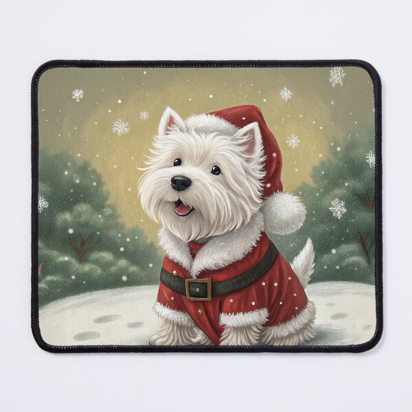 Item preview, Happy Westie Puppy Dressed as Santa Claus in a Winter Landscape designed and sold by skibreck.