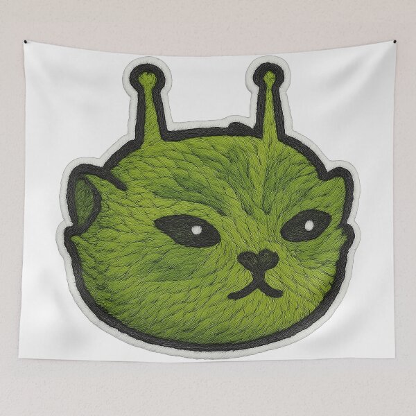 Item preview, Zip Zip Cat Alien embroidered patch designed and sold by BingoStudio1.