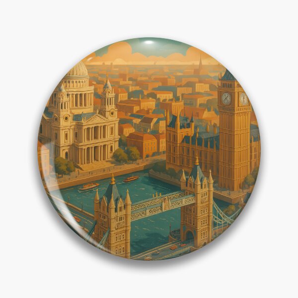 Item preview, URBAN RETRO DREAMS - London skyline in vintage travel style designed and sold by Earth Celebration Designs.
