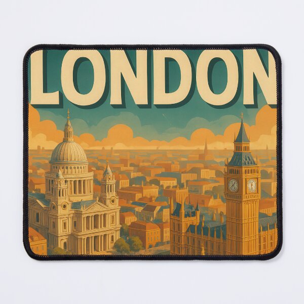 Item preview, URBAN RETRO DREAMS - London skyline in vintage travel style designed and sold by Earth Celebration Designs.