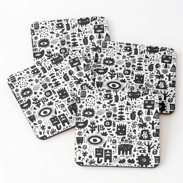 Item preview, Black and white positive creatures abstract  pattern  designed and sold by SmileshareShop.