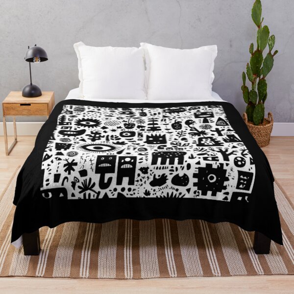 Item preview, Black and white positive creatures abstract pattern designed and sold by SmileshareShop.