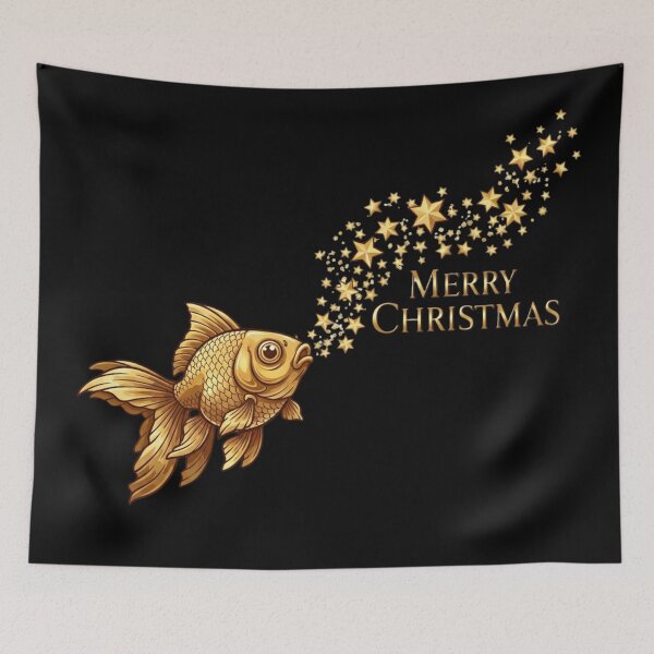 Item preview, Magic Goldfish Christmas | Golden Stars Holiday Sublimation Design, Merry Christmas  designed and sold by Design_Your_Day.