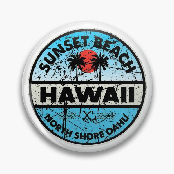 Item preview, Hawaii Sunset Beach Retro Tropical Badge designed and sold by Oniyasha.