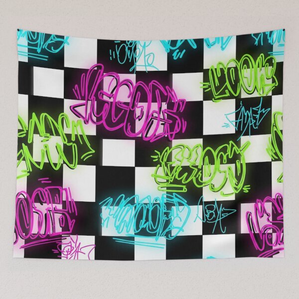 Item preview, Neon Scribble Checkered Design designed and sold by jumpercat.