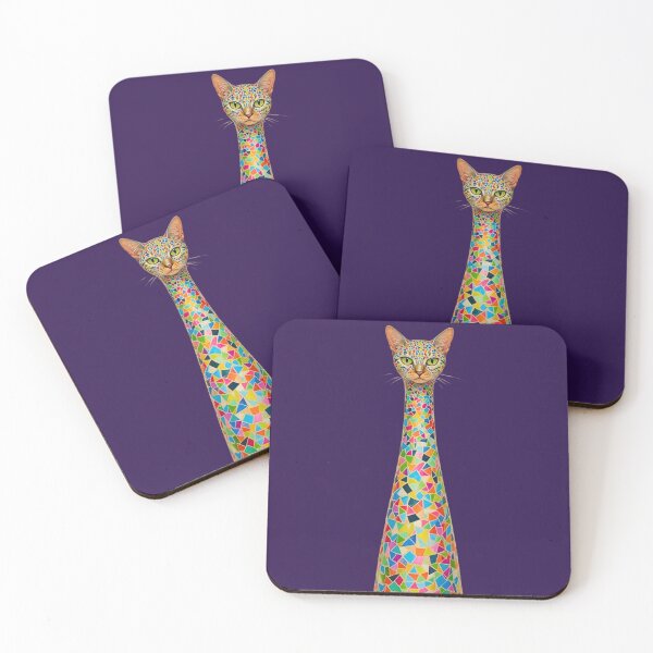 Item preview, Gato mosaico arcoíris - gato de cuello largo designed and sold by RISE Creations.