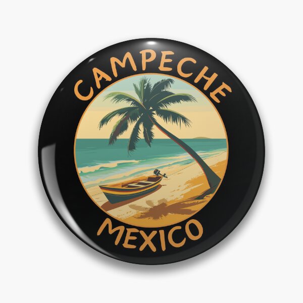 Aperçu de l'œuvre Campeche au Mexique, emblème circulaire d'art de voyage rétro créée et vendue par MaateoDesign.