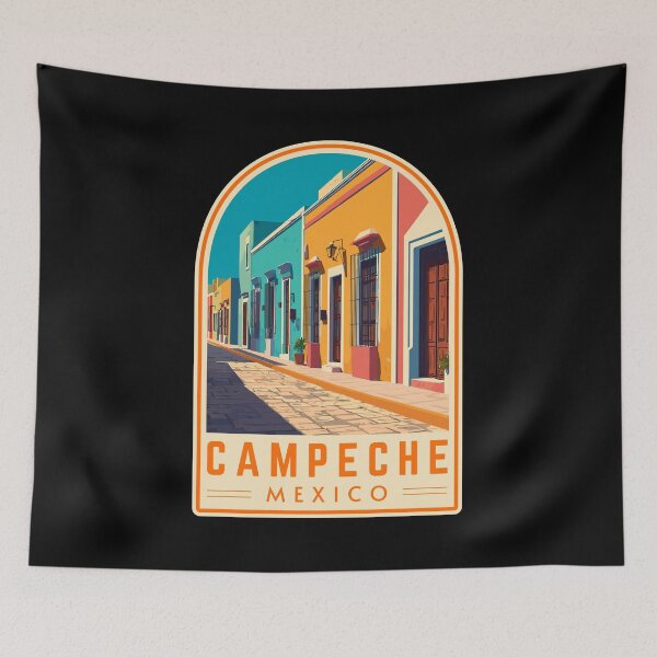 Artikelvorschau, Campeche in Mexiko, Vintage-Reisekunst-Landschaft entworfen und verkauft von MaateoDesign.