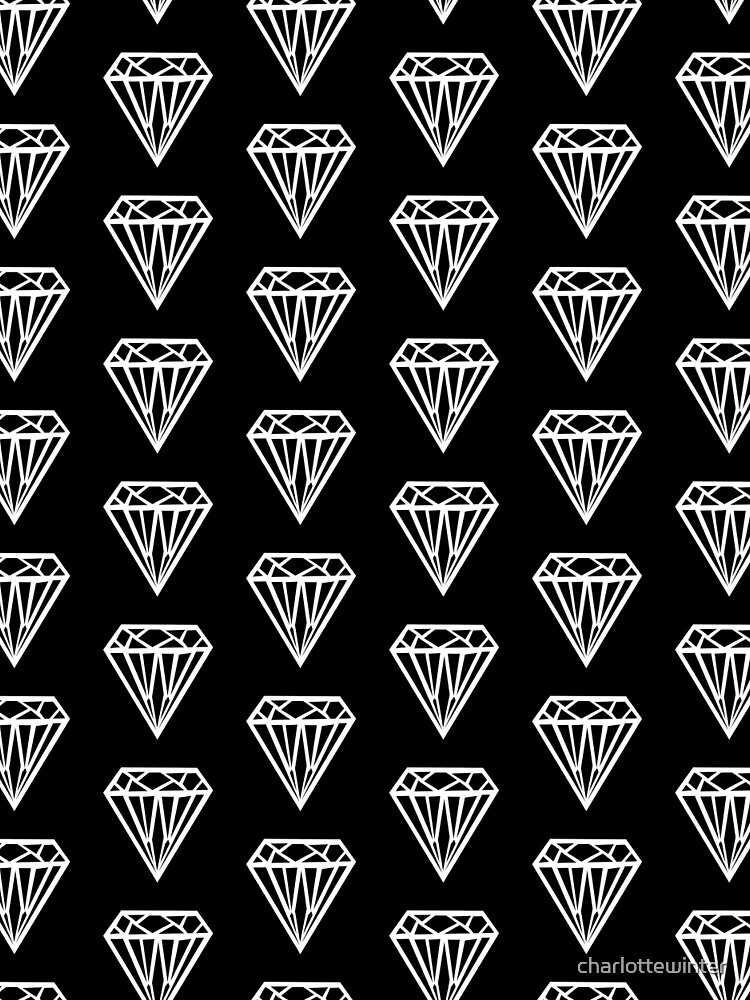 Bijou - Geometric diamond gem pattern in black and white by charlottewinter