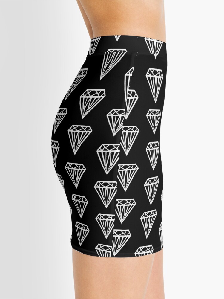 Alternate view of Bijou - Geometric diamond gem pattern in black and white Mini Skirt