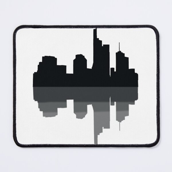 Item preview, Minimalist city skyline silhouette in black with reflection – Urban graphic design by Mr. Organosi designed and sold by MrOrganosi.