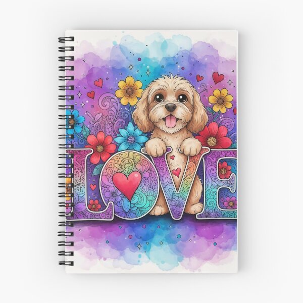 Item preview, Cute Cockapoo Puppy Love Art – Colorful Floral “LOVE” Dog Illustration designed and sold by Pixel Pout.