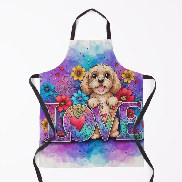 Item preview, Cute Cockapoo Puppy Love Art – Colorful Floral “LOVE” Dog Illustration designed and sold by Pixel Pout.