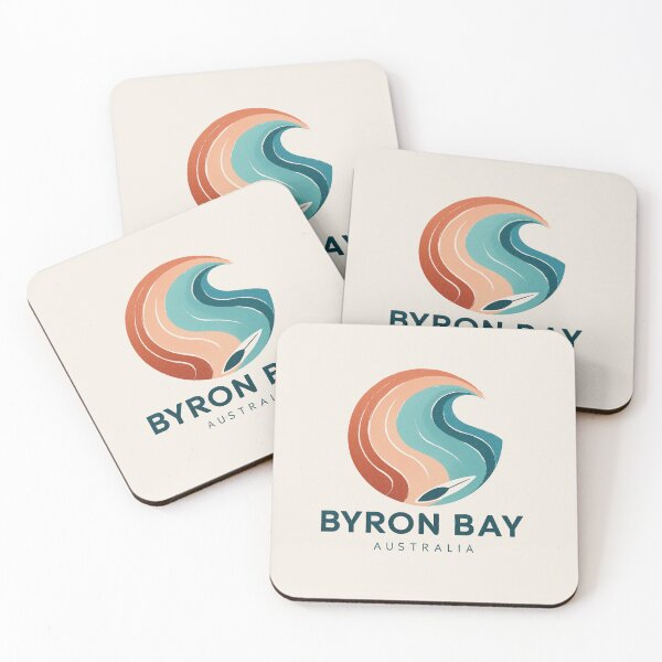 Item preview, Byron Bay Australia Retro Wave Logo with Orange Blue Gradient Surf Design designed and sold by Blurbean.