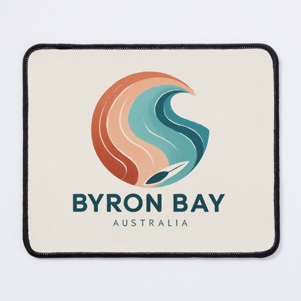 Item preview, Byron Bay Australia Retro Wave Logo with Orange Blue Gradient Surf Design designed and sold by Blurbean.