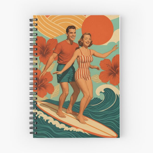 Item preview, 1950s Tandem Surfing Couple Retro Surf Collage Vintage Beach Art designed and sold by Tattee.