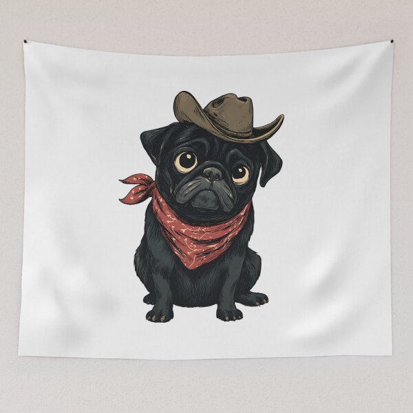 Item preview, Sad Cowboy Pug Dog Funny Western Outfit Pug Cowboy Meme II designed and sold by WolfmanProphecy.