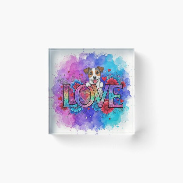 Item preview, Cute Jack Russell LOVE Art – Colorful Floral Dog Illustration for Pet Lovers designed and sold by Pixel Pout.