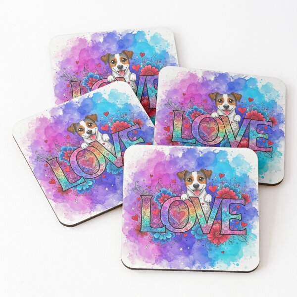 Item preview, Cute Jack Russell LOVE Art – Colorful Floral Dog Illustration for Pet Lovers designed and sold by Pixel Pout.