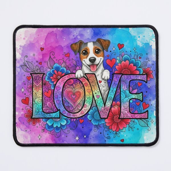 Item preview, Cute Jack Russell LOVE Art – Colorful Floral Dog Illustration for Pet Lovers designed and sold by Pixel Pout.