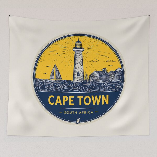 Item preview, Cape Town South Africa Vintage Lighthouse Badge with Golden Sunset and Coastal Design designed and sold by Blurbean.