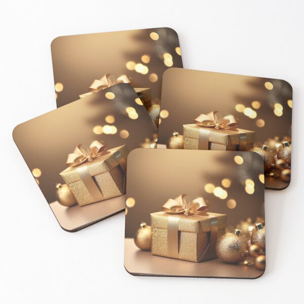 Item preview, A festive Christmas scene with golden ornaments and a warm, glowing background designed and sold by homydesign.