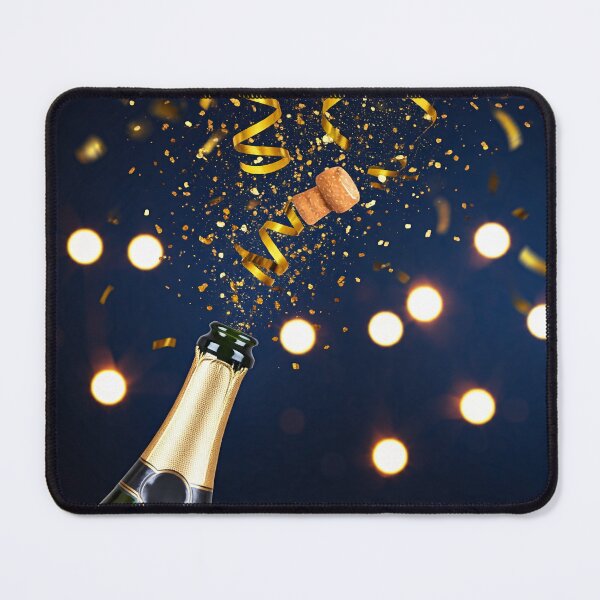 Item preview, A Sparkling wine bottle with a gold foil top, surrounded by festive confetti and sparkling lights designed and sold by homydesign.