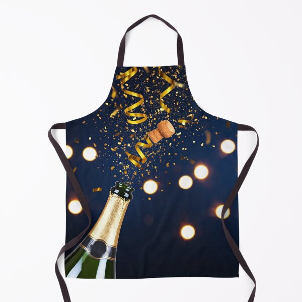 Item preview, A Sparkling wine bottle with a gold foil top, surrounded by festive confetti and sparkling lights designed and sold by homydesign.