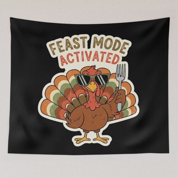 Item preview, Feast Mode Turkey Design | Retro Thanksgiving Graphic | Funny Vintage Art designed and sold by Design_Your_Day.