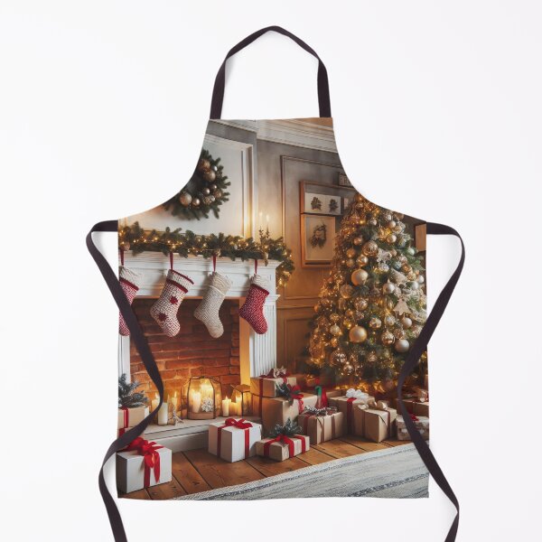 Item preview, A cozy living room decorated for Christmas with a beautifully decorated tree, fireplace, and presents designed and sold by homydesign.