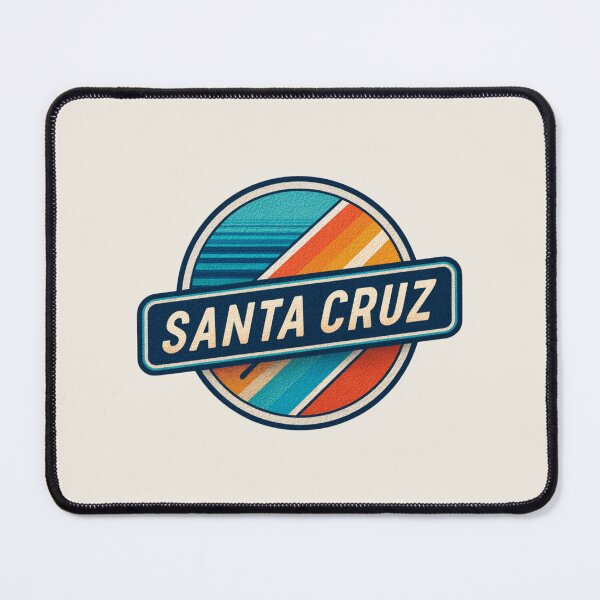Item preview, Santa Cruz Retro Badge with Turquoise Orange Stripes and Vintage Surf Design designed and sold by Blurbean.