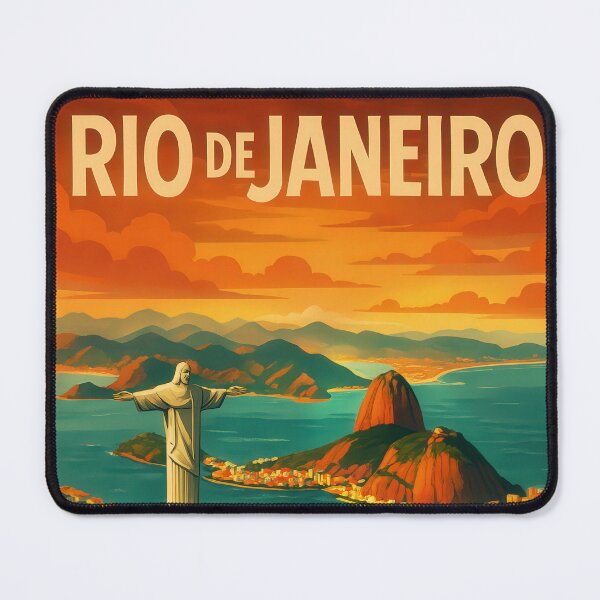 Item preview, URBAN RETRO DREAMS - Rio de Janeiro skyline in vintage travel style designed and sold by Earth Celebration Designs.