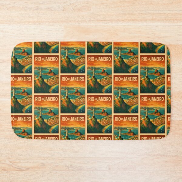 Item preview, URBAN RETRO DREAMS - Rio de Janeiro skyline in vintage travel style designed and sold by Earth Celebration Designs.