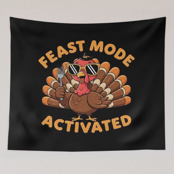 Item preview, Feast Mode Turkey Design | Retro Thanksgiving Graphic | Funny Vintage Art designed and sold by Design_Your_Day.