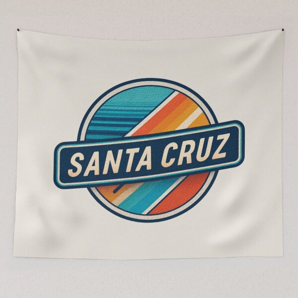 Item preview, Santa Cruz Retro Badge with Turquoise Orange Stripes and Vintage Surf Design designed and sold by Blurbean.