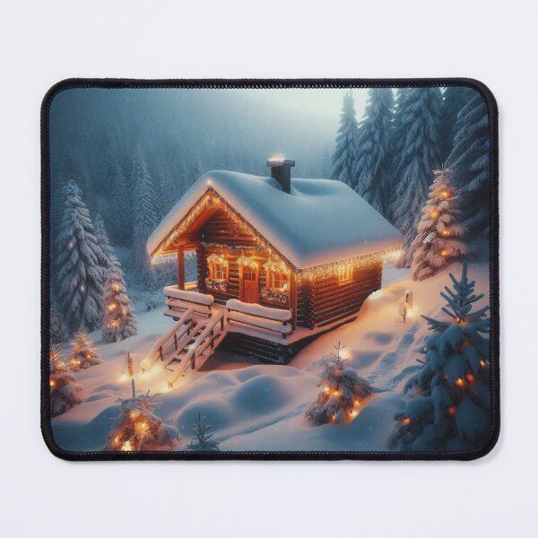 Item preview, A cozy log cabin nestled in a snowy winter wonderland designed and sold by homydesign.