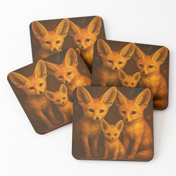 Item preview, GeoWild Fennec Fox Family – Geometric Desert Wildlife Art designed and sold by GeoWild Designs.