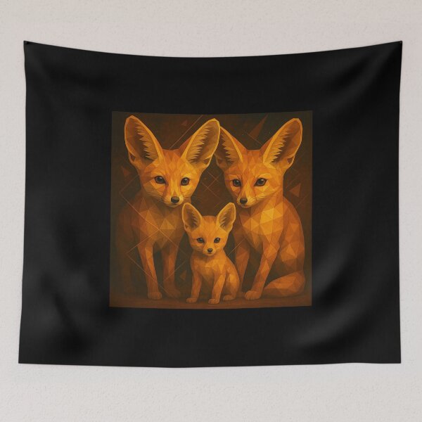Item preview, GeoWild Fennec Fox Family – Geometric Desert Wildlife Art designed and sold by GeoWild Designs.