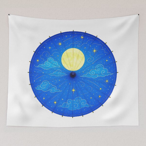 Item preview, Celestial Night Sky – Umbrella of the Moon and Stars - Modern designed and sold by WheelieGdArt.