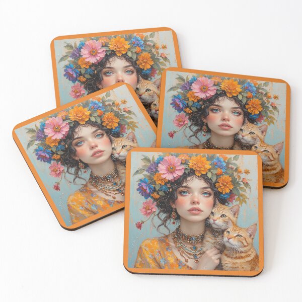 Item preview, A girl with two ginger cats. designed and sold by Natalia-Vlad.