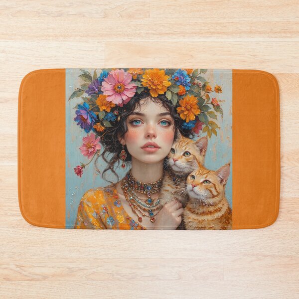 Item preview, A girl with two ginger cats. designed and sold by Natalia-Vlad.