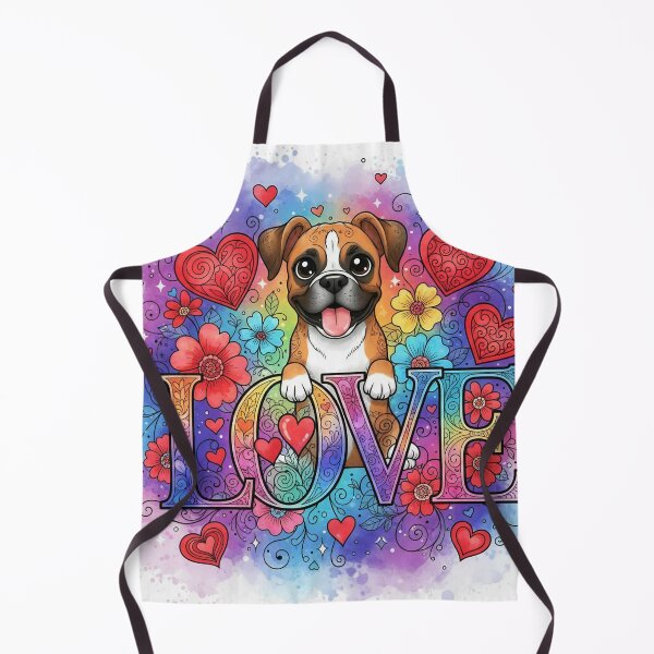 Item preview, Cute Boxer LOVE Art – Colorful Floral Boxer Dog Illustration for Pet Lovers designed and sold by Pixel Pout.