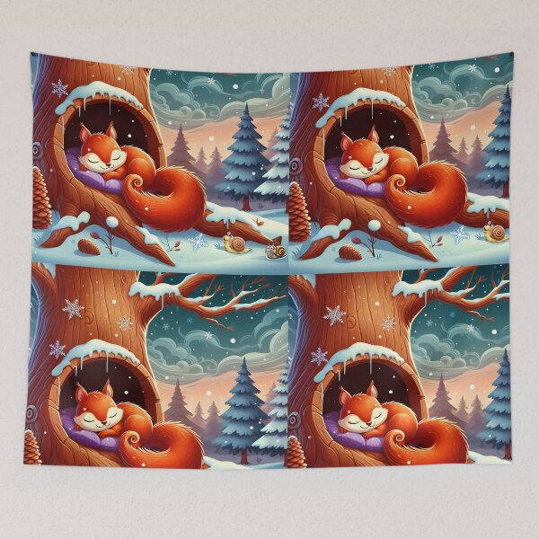 Item preview, Winter Dreaming Squirrel – Cute Snowy Forest Watercolor Illustration designed and sold by EmeraldeaArt.